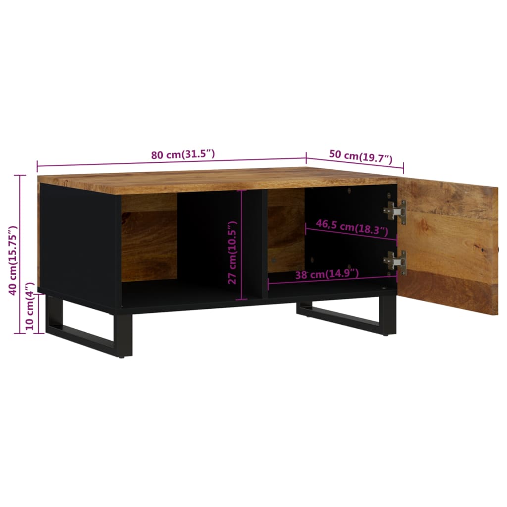 Salongbord Sofabord Tre 80x50x40 cm heltre mango og