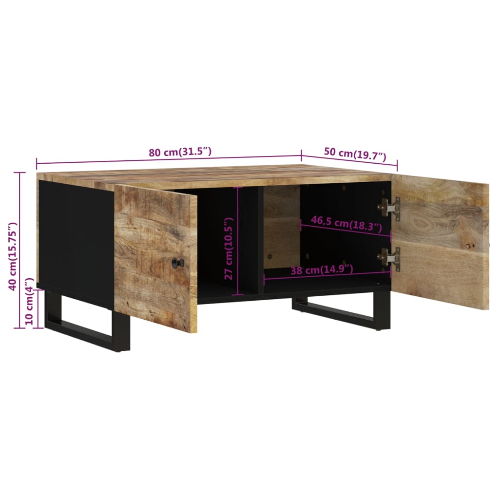 Salongbord Sofabord Tre 80x50x40 cm heltre mango og