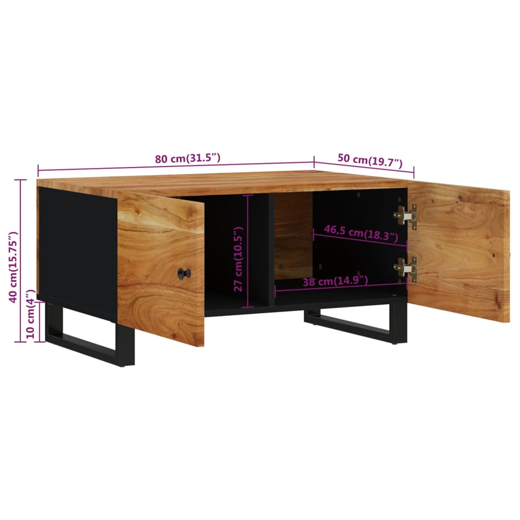 Salongbord Sofabord Tre 80x50x40 cm heltre akasie og