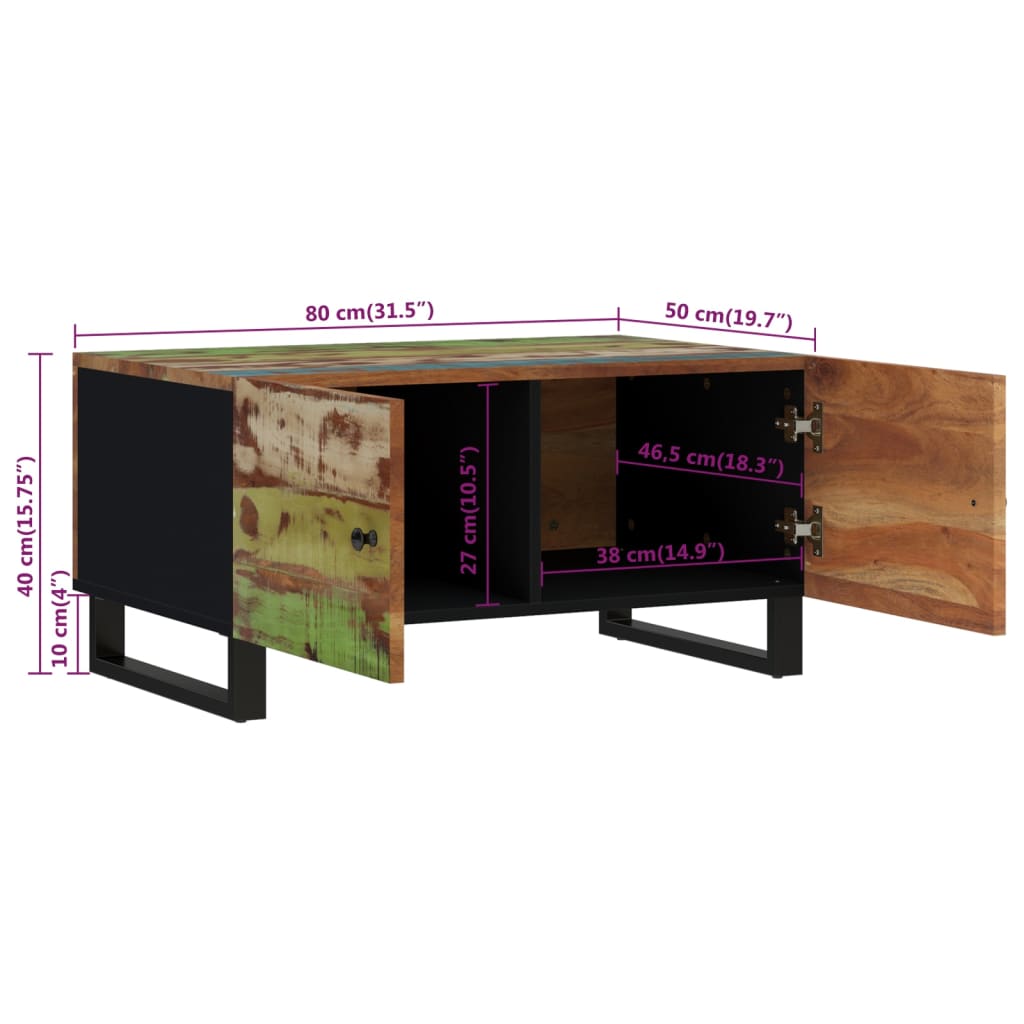 Salongbord Sofabord Tre 80x50x40 cm gjenvunnet heltre og