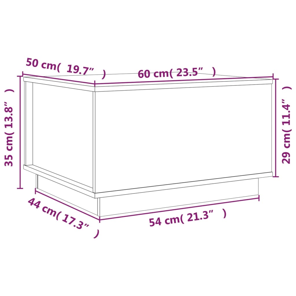 Salongbord svart 60x50x35 cm heltre furu