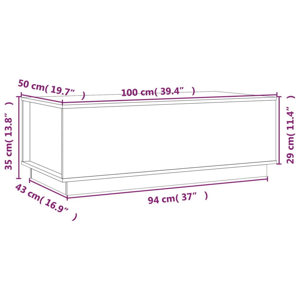 Salongbord Sofabord Tre 100x50x35 cm heltre furu