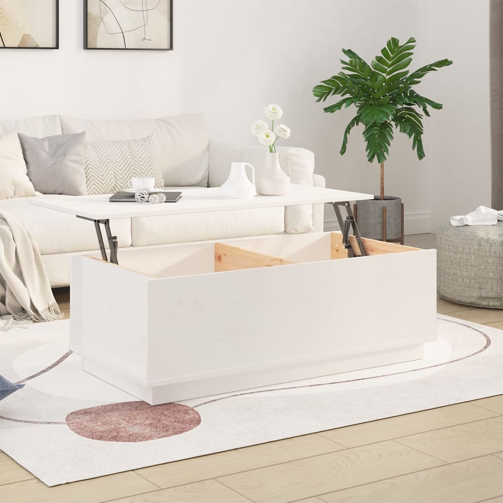 Salongbord Sofabord Hvit 100x50x35 cm heltre furu