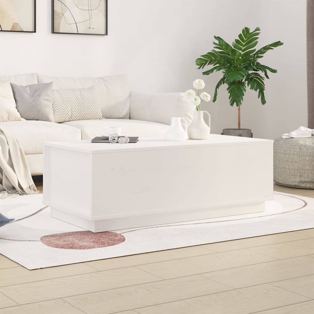 Salongbord Sofabord Hvit 100x50x35 cm heltre furu