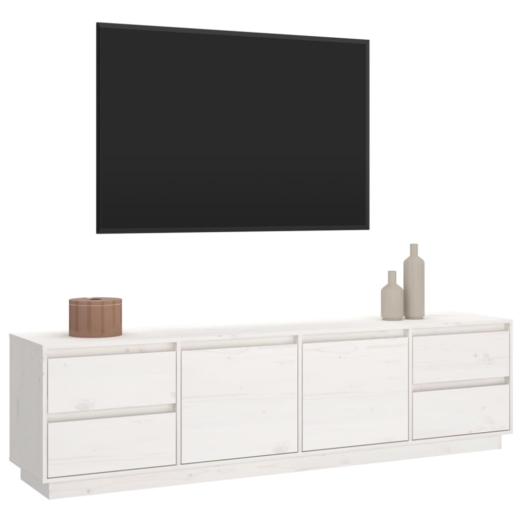TV-Møbel Hvit TV-benk 176x37x47,5 cm heltre furu