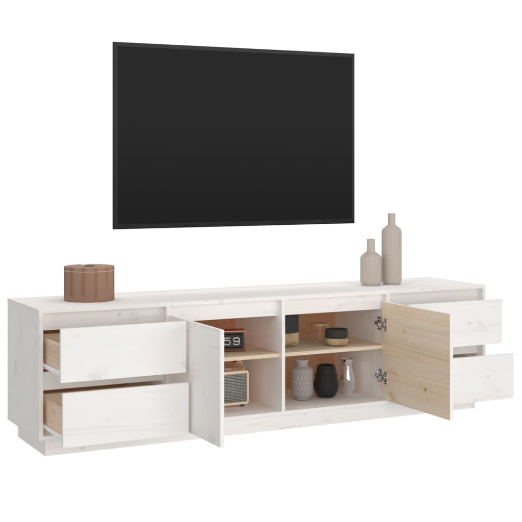 TV-Møbel Hvit TV-benk 176x37x47,5 cm heltre furu