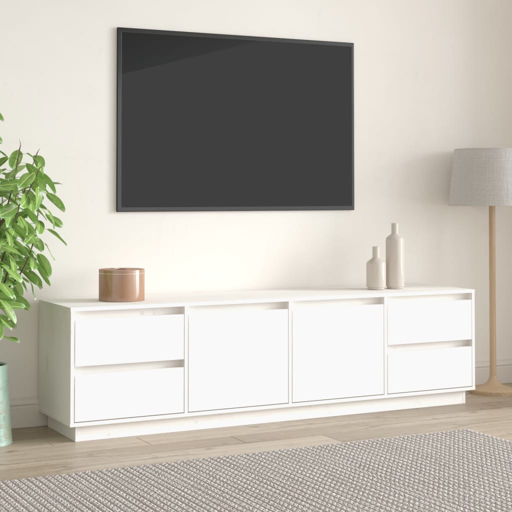 TV-Møbel Hvit TV-benk 176x37x47,5 cm heltre furu