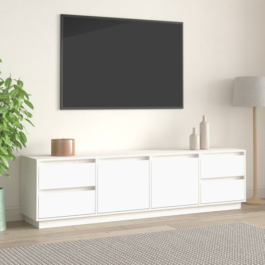 TV-Møbel Hvit TV-benk 176x37x47,5 cm heltre furu