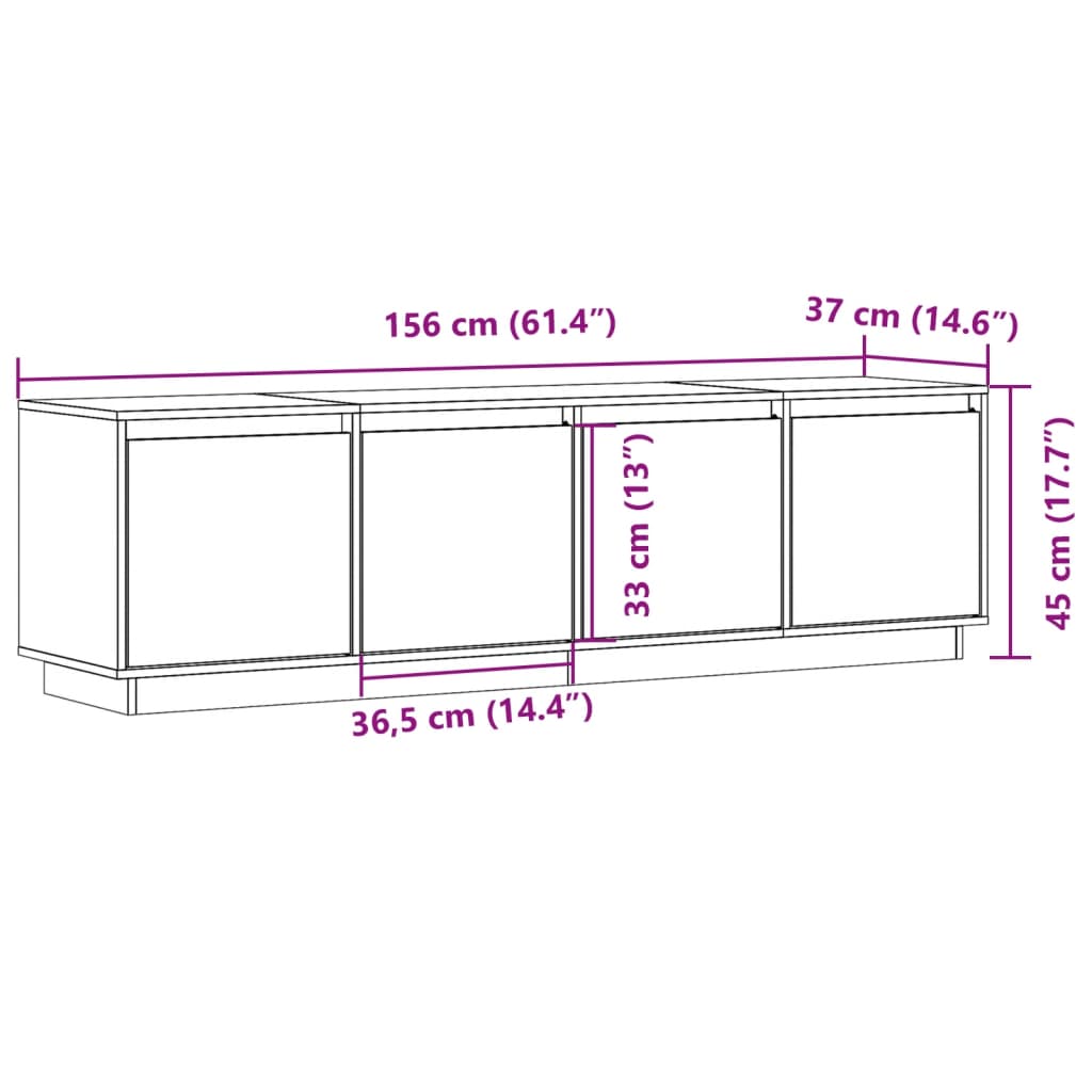 TV-Møbel Tre TV-benk 156x37x45 cm heltre furu