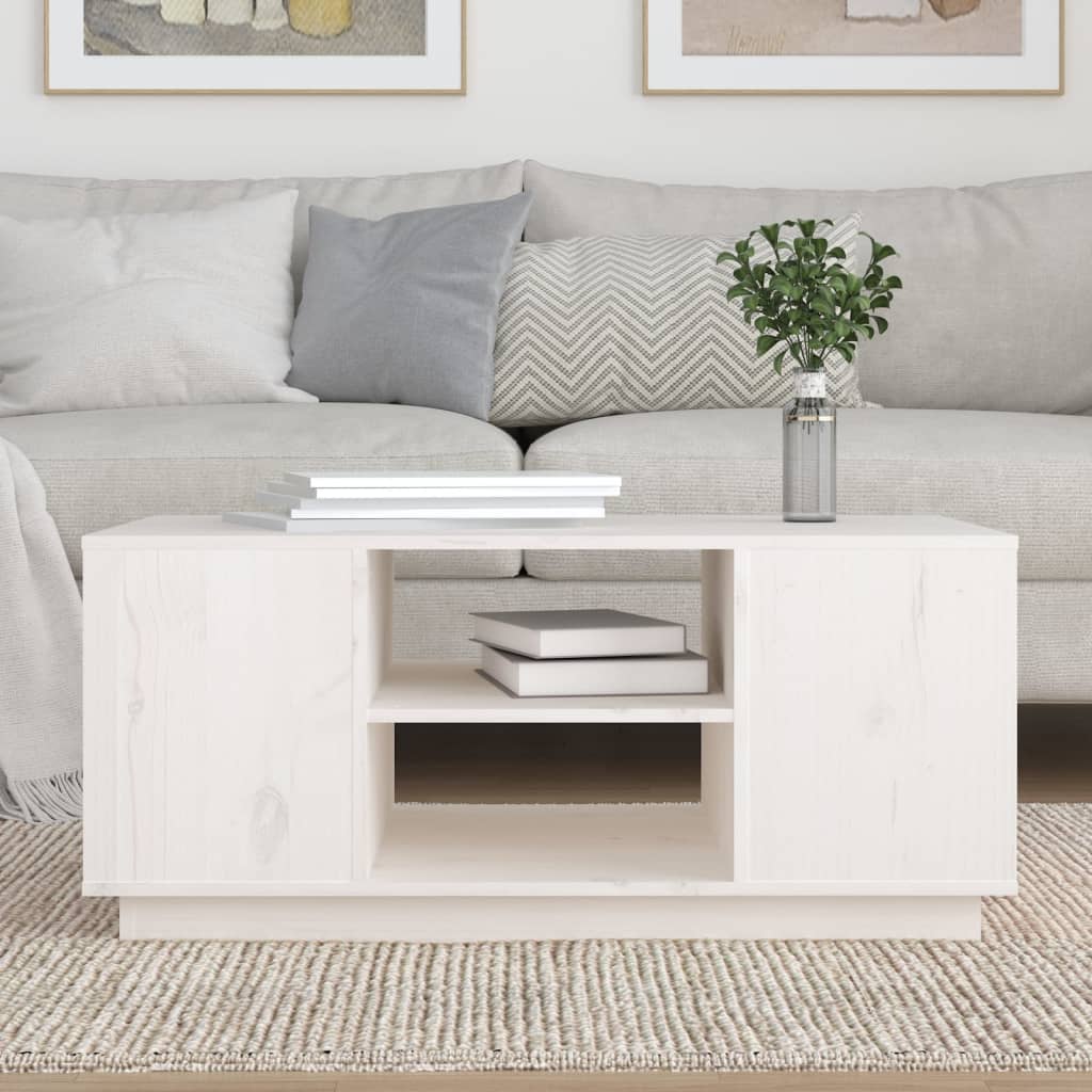 Salongbord Sofabord Hvit 90x49x40,5 cm heltre furu