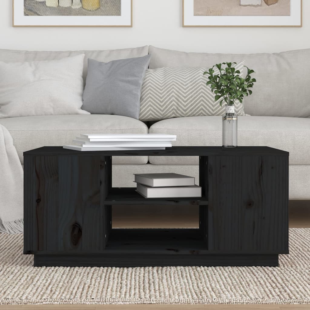 Salongbord Sofabord Svart 90x49x40,5 cm heltre furu