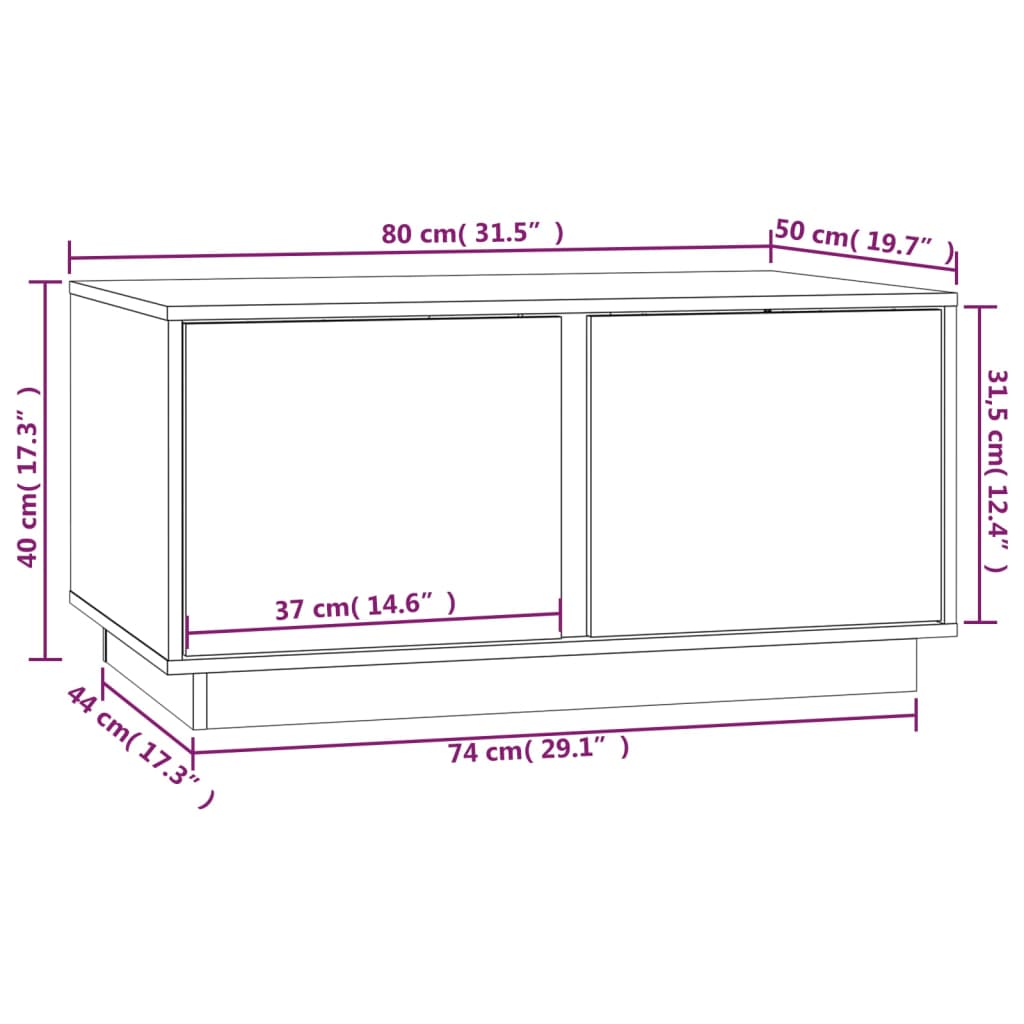 Salongbord Sofabord Grå 80x50x40 cm heltre furu