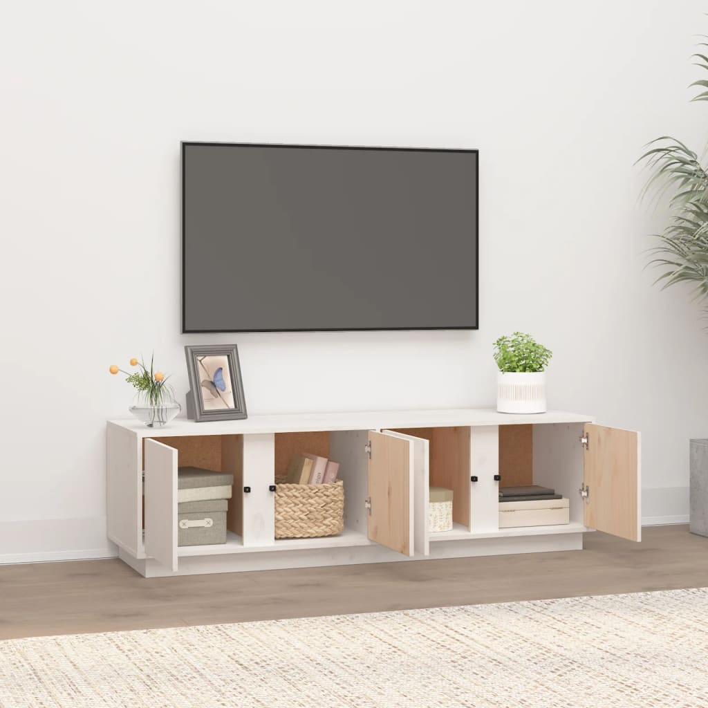 TV-Møbel Hvit TV-benk 140x40x40 cm heltre furu