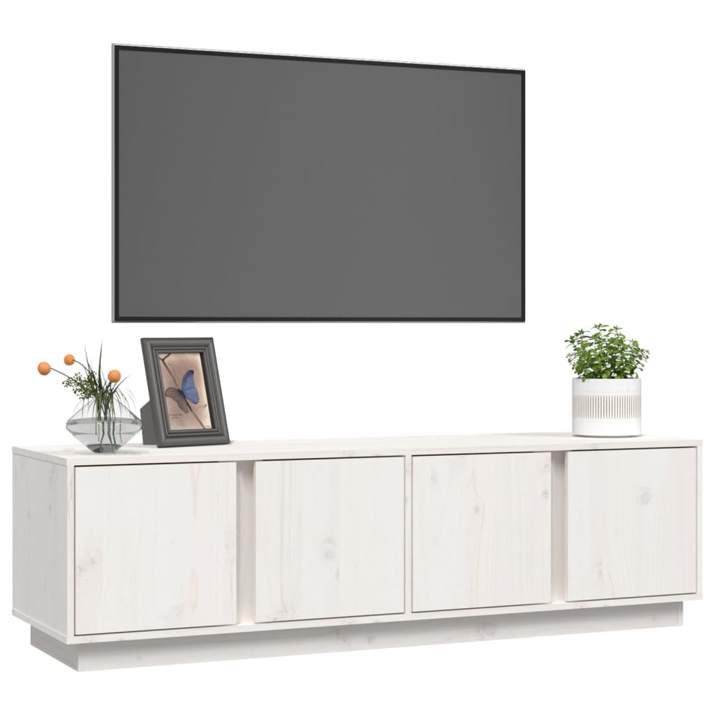 TV-Møbel Hvit TV-benk 140x40x40 cm heltre furu