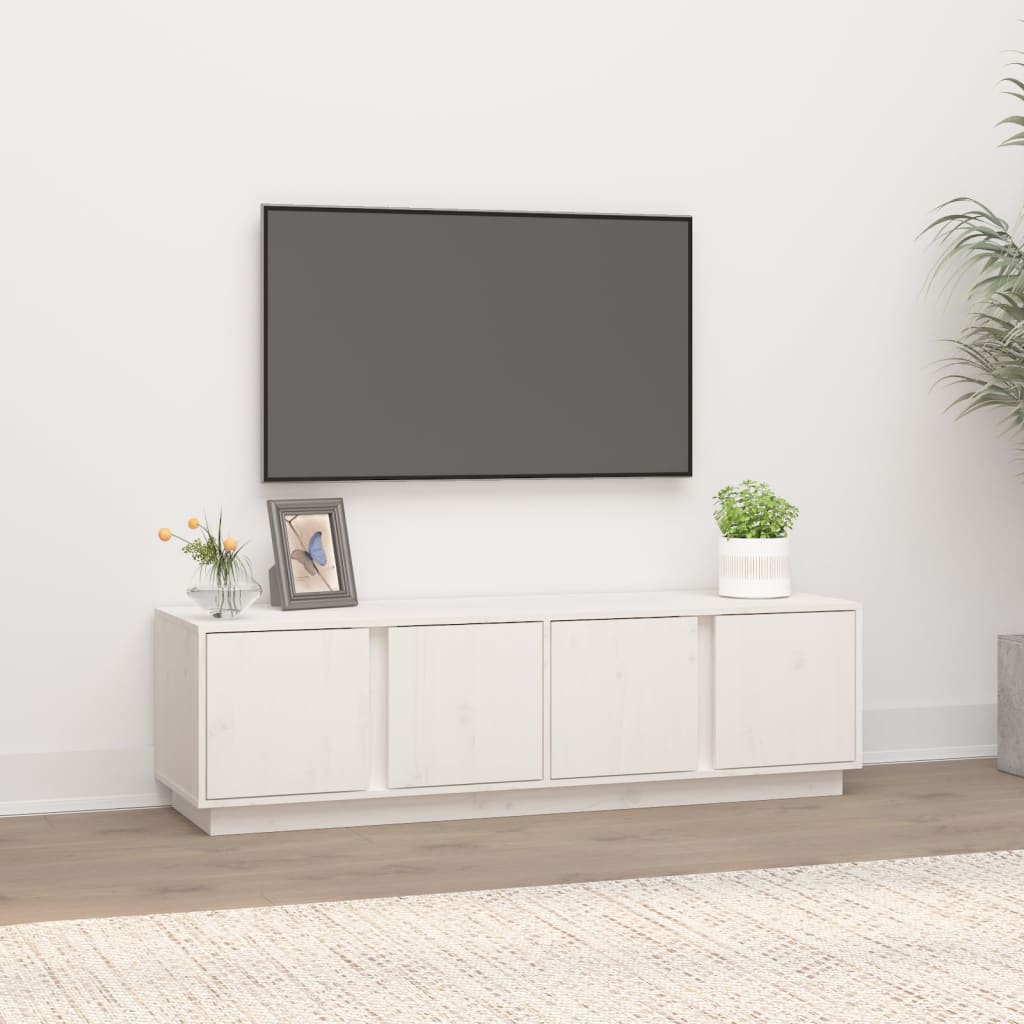 TV-Møbel Hvit TV-benk 140x40x40 cm heltre furu