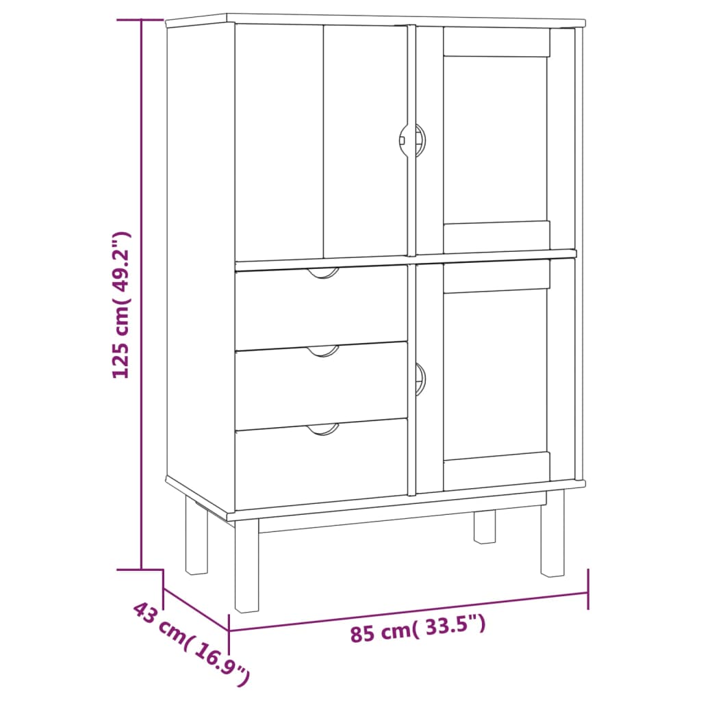 Skap heltre furu OTTA 85x43x125 cm