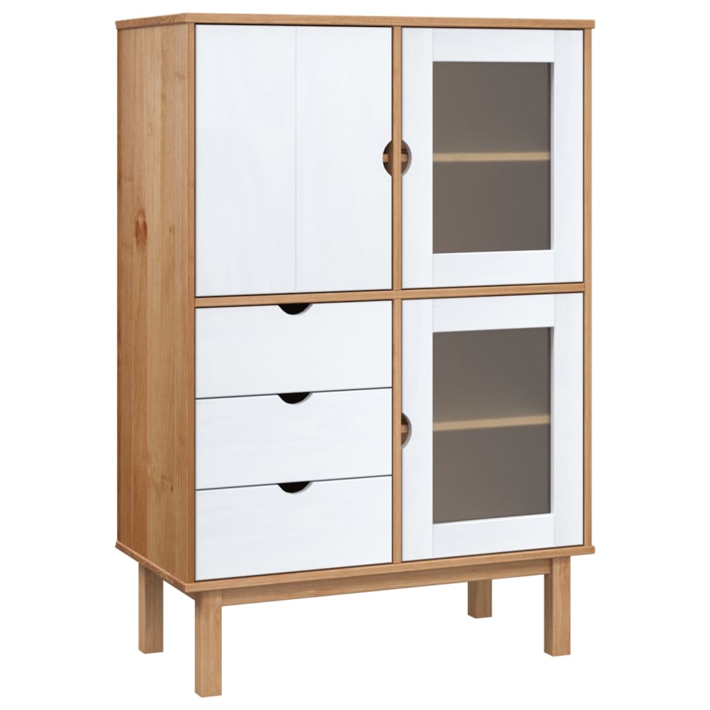 Skap brun og hvit OTTA 85x43x125 cm heltre furu