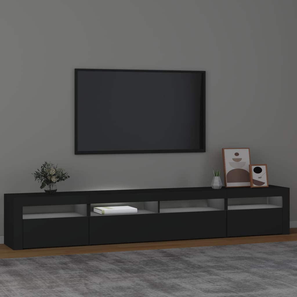 TV-Møbel Svart TV-benk med LED-lys 240x35x40 cm