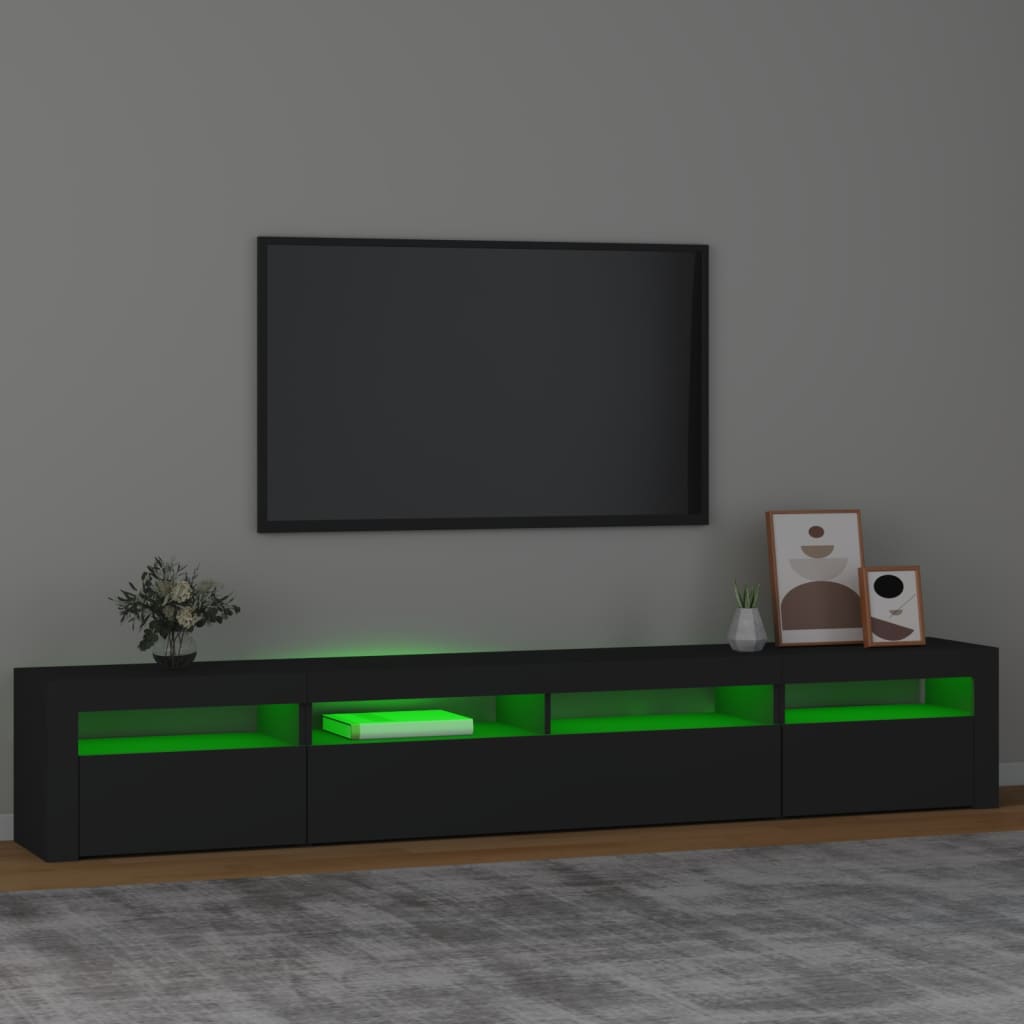TV-Møbel Svart TV-benk med LED-lys 240x35x40 cm