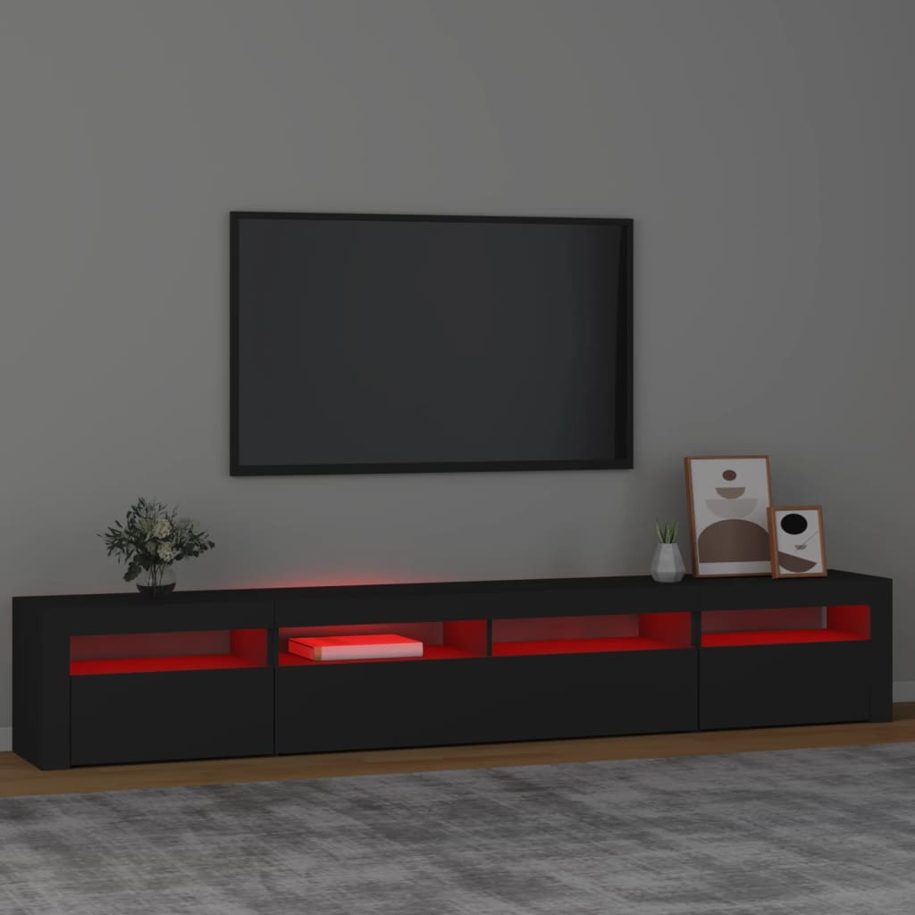 TV-Møbel Svart TV-benk med LED-lys 240x35x40 cm