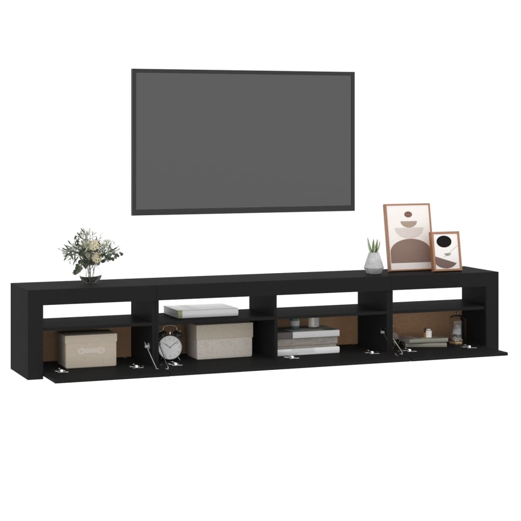 TV-benk med LED-lys svart 240x35x40 cm
