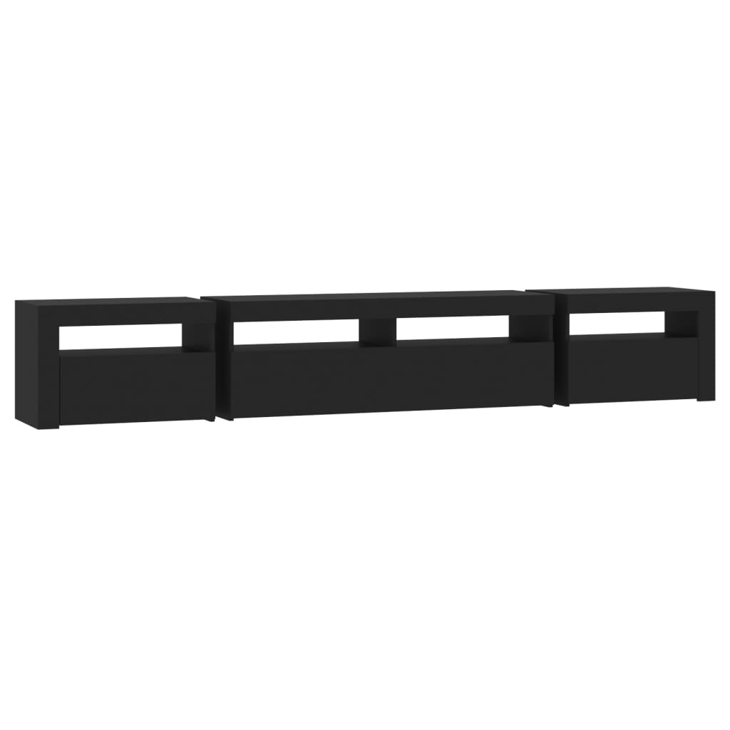 TV-Møbel Svart TV-benk med LED-lys 240x35x40 cm