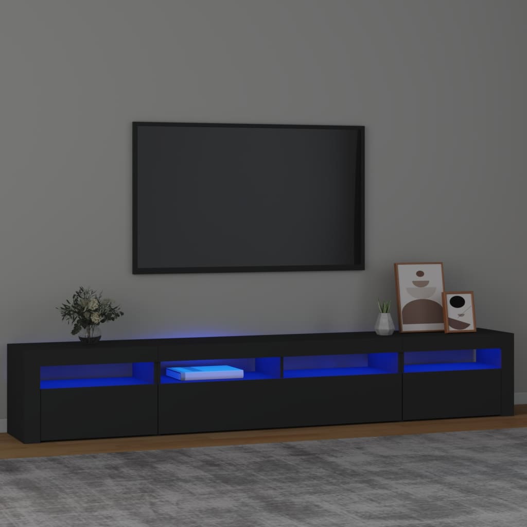 TV-Møbel Svart TV-benk med LED-lys 240x35x40 cm
