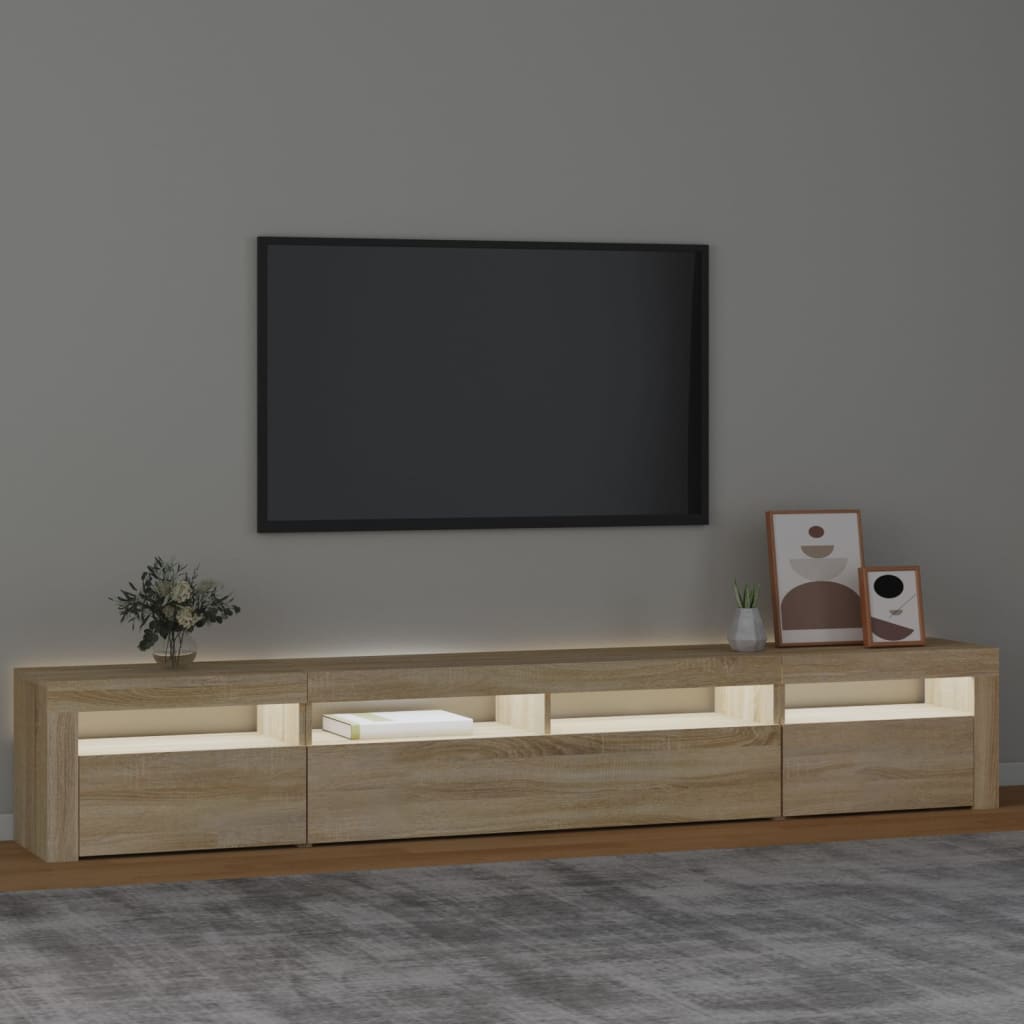 TV-Møbel Sonoma Eik TV-benk med LED-lys 240x35x40 cm