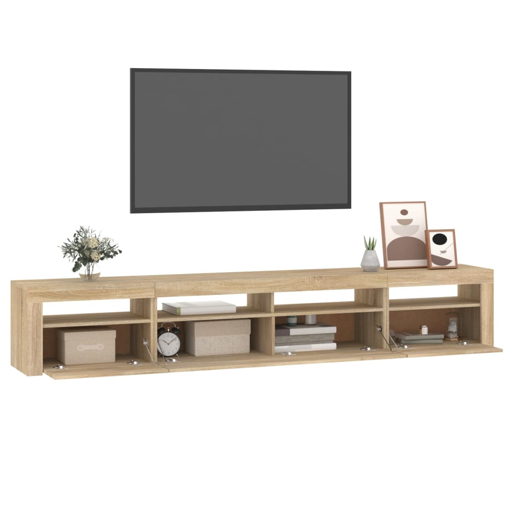 TV-benk med LED-lys sonoma eik 240x35x40 cm