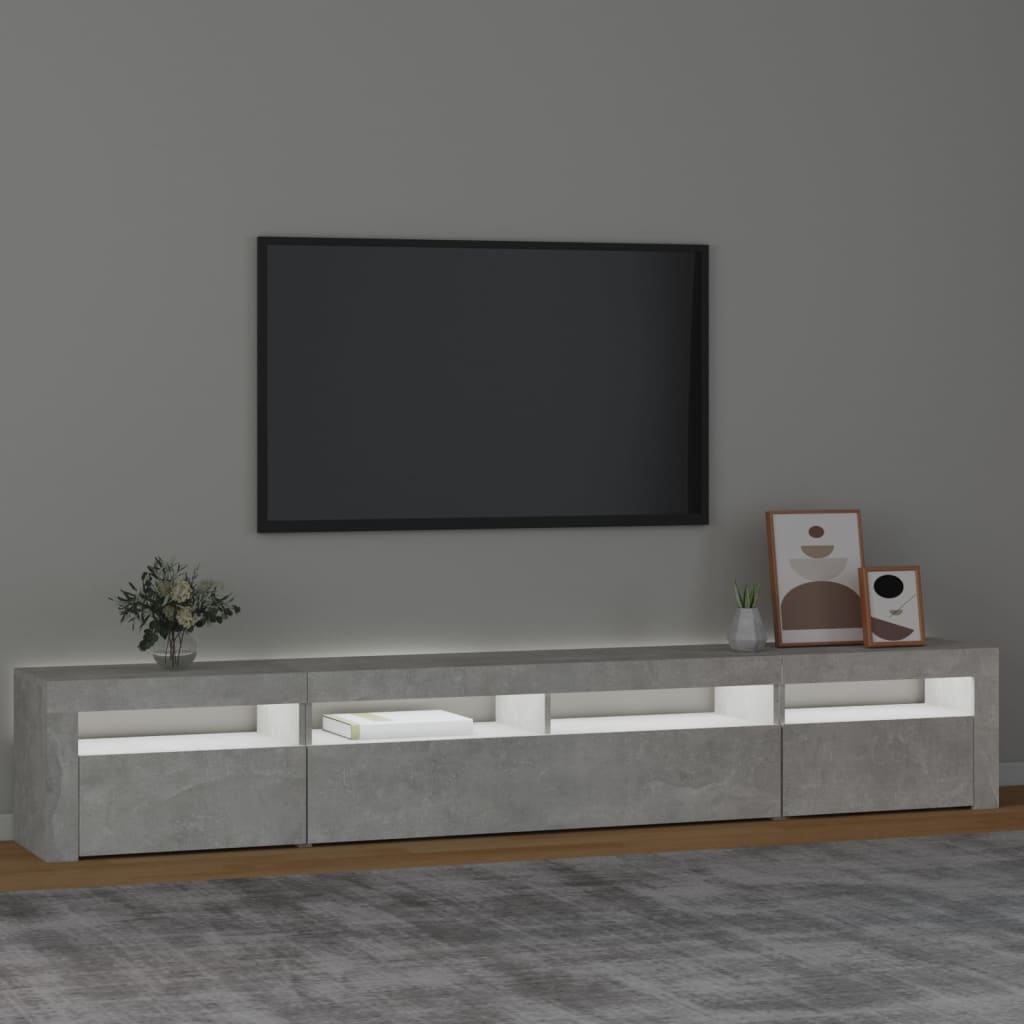TV-Møbel Betonggrå TV-benk med LED-lys 240x35x40 cm