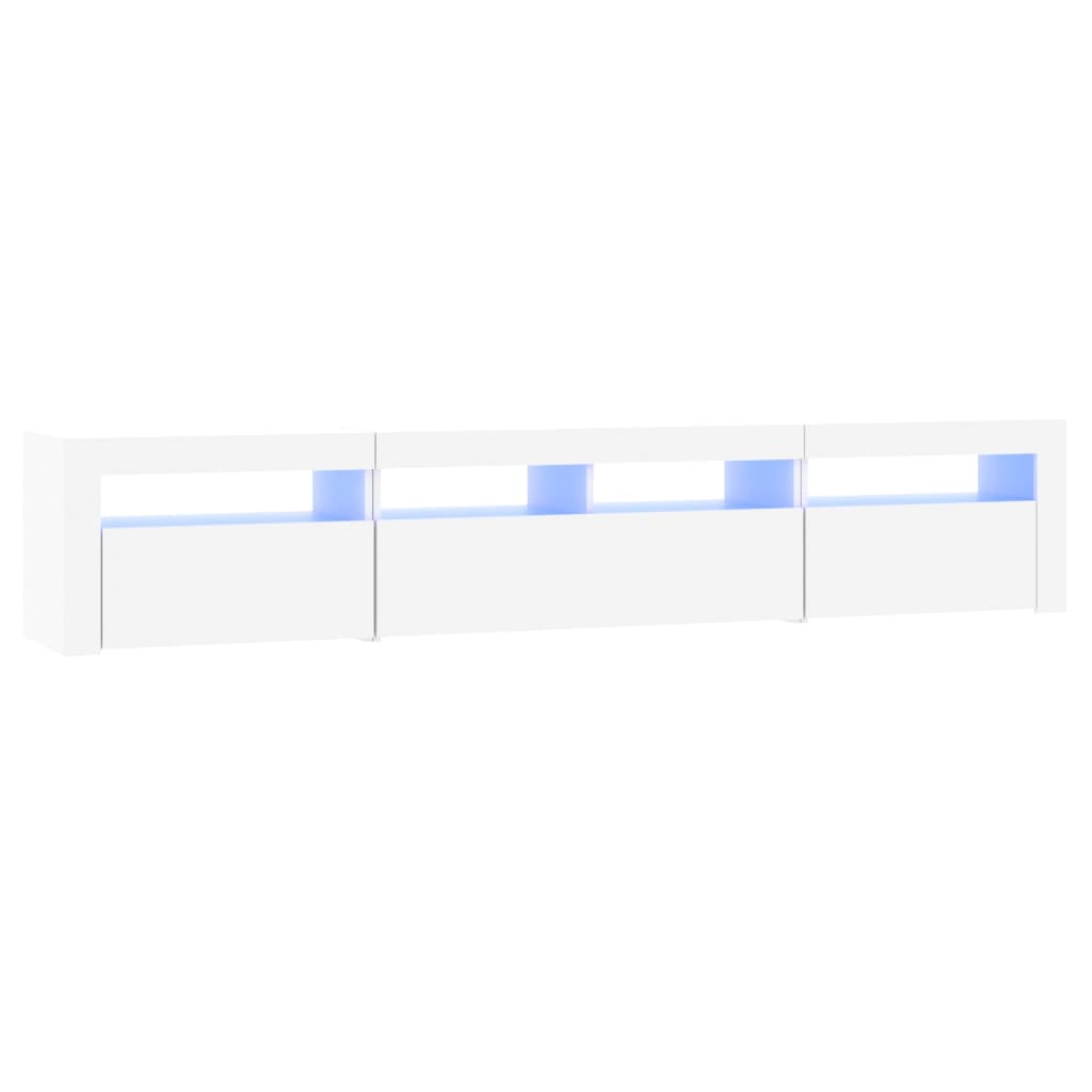 TV-Møbel Hvit TV-benk med LED-lys 210x35x40 cm