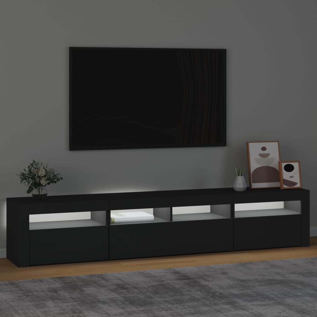 TV-Møbel Svart TV-benk med LED-lys 210x35x40 cm