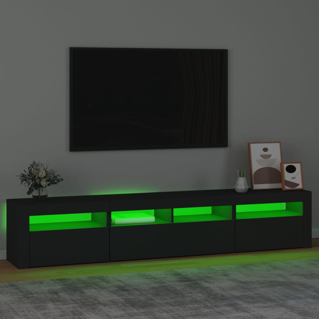 TV-Møbel Svart TV-benk med LED-lys 210x35x40 cm