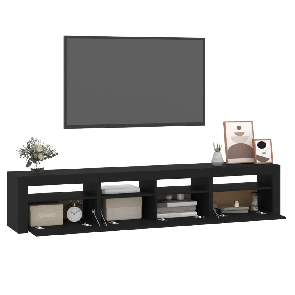 TV-Møbel Svart TV-benk med LED-lys 210x35x40 cm