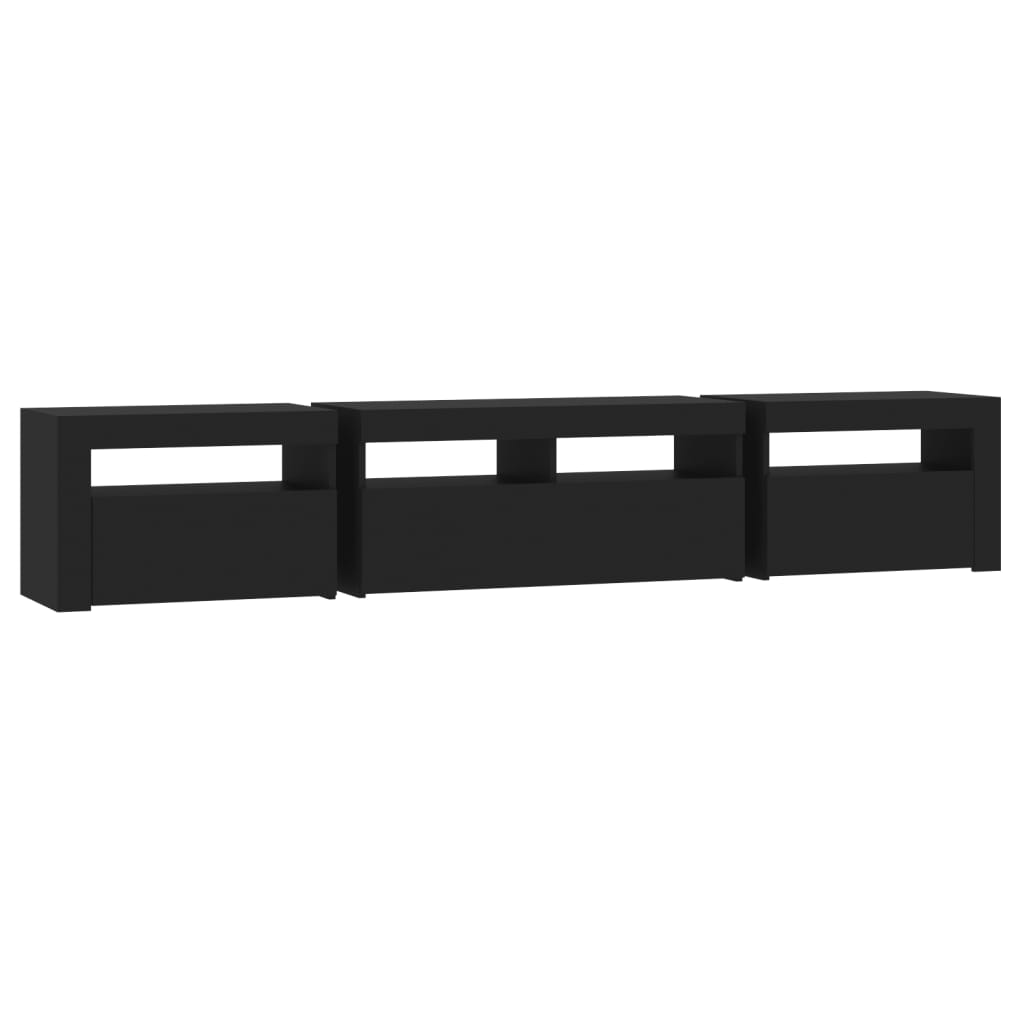 TV-Møbel Svart TV-benk med LED-lys 210x35x40 cm