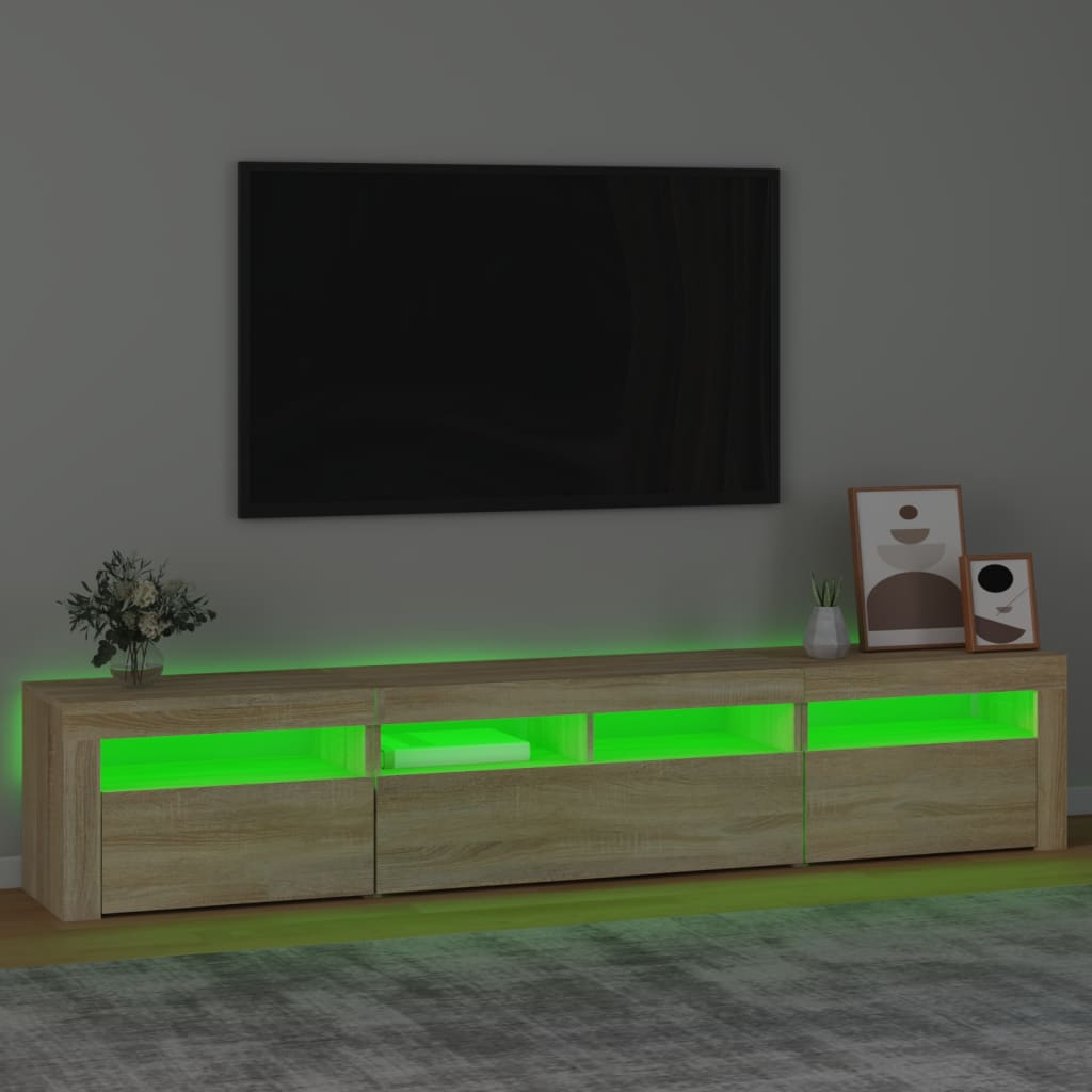 TV-Møbel Sonoma Eik TV-benk med LED-lys 210x35x40 cm