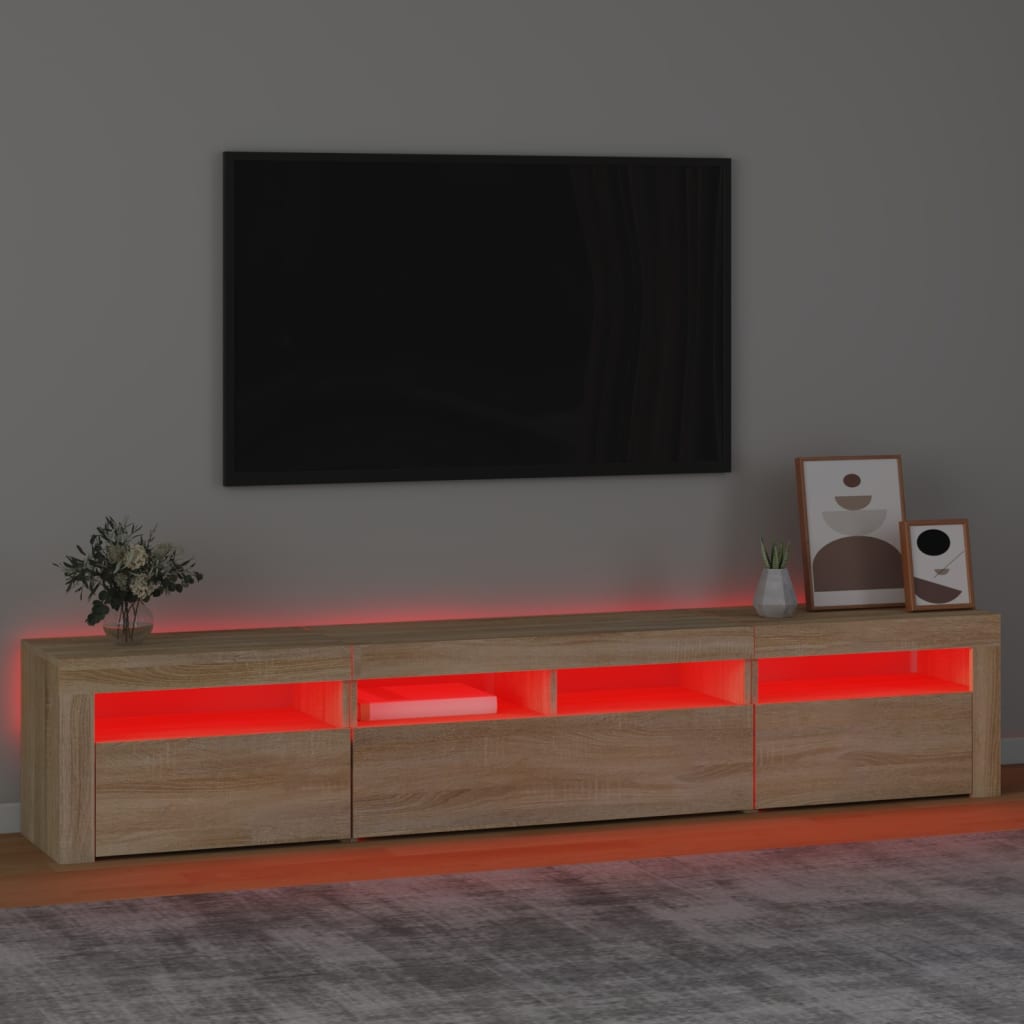 TV-Møbel Sonoma Eik TV-benk med LED-lys 210x35x40 cm