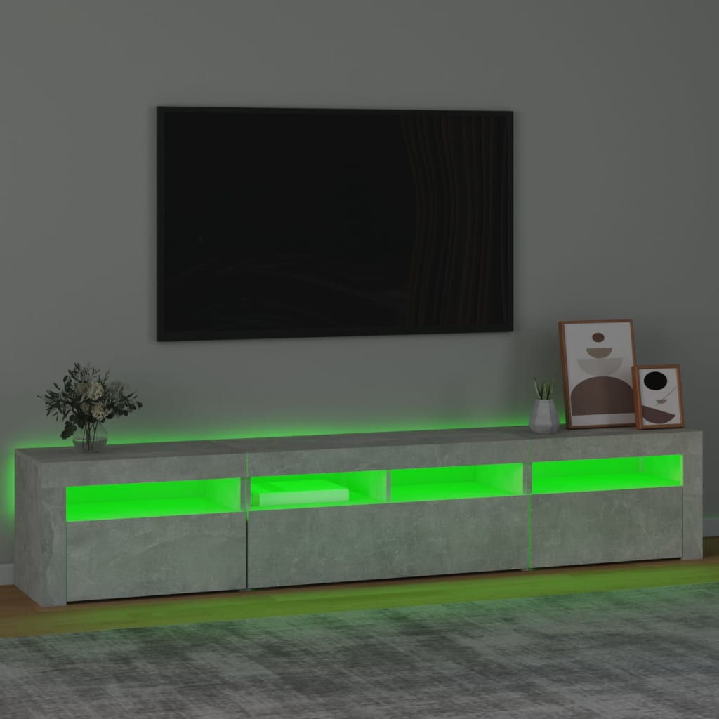 TV-Møbel Betonggrå TV-benk med LED-lys 210x35x40 cm