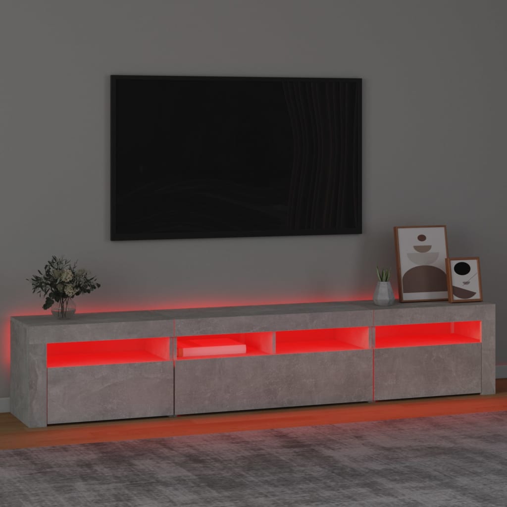 TV-Møbel Betonggrå TV-benk med LED-lys 210x35x40 cm