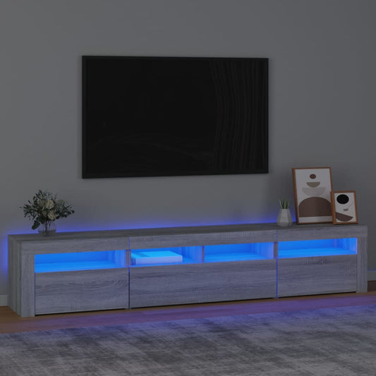 TV-Møbel Sonoma Grå TV-benk med LED-lys 210x35x40 cm