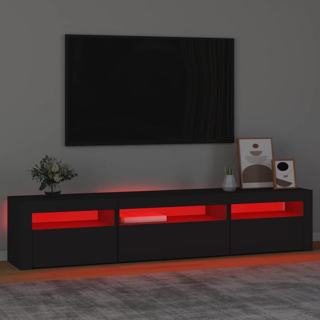 TV-Møbel Svart TV-benk med LED-lys 195x35x40 cm