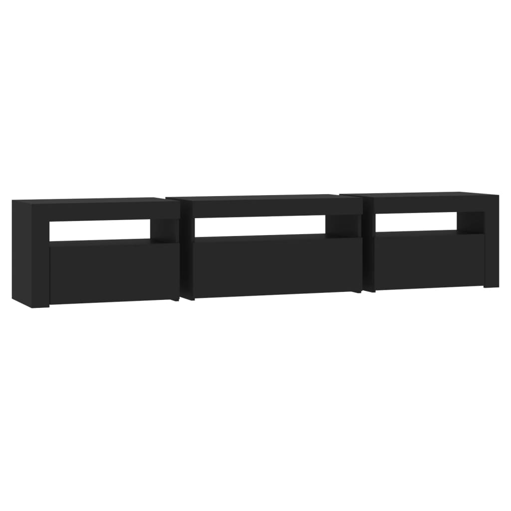 TV-Møbel Svart TV-benk med LED-lys 195x35x40 cm