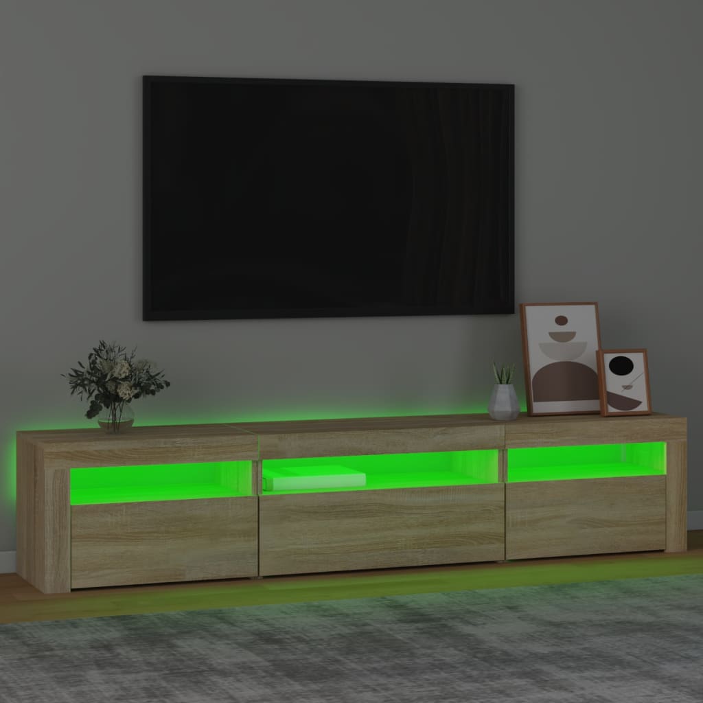 TV-Møbel Sonoma Eik TV-benk med LED-lys 195x35x40 cm