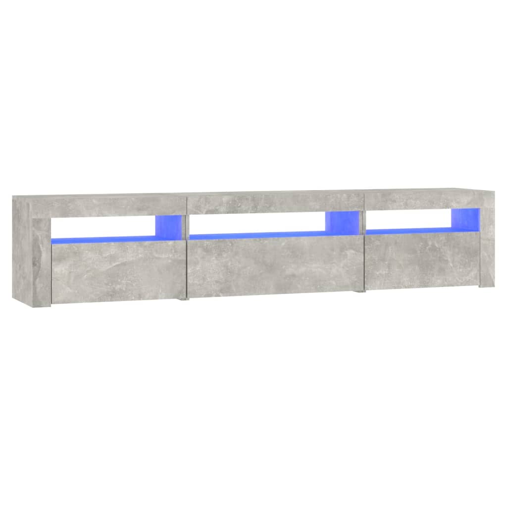 TV-Møbel Betonggrå TV-benk med LED-lys 195x35x40 cm