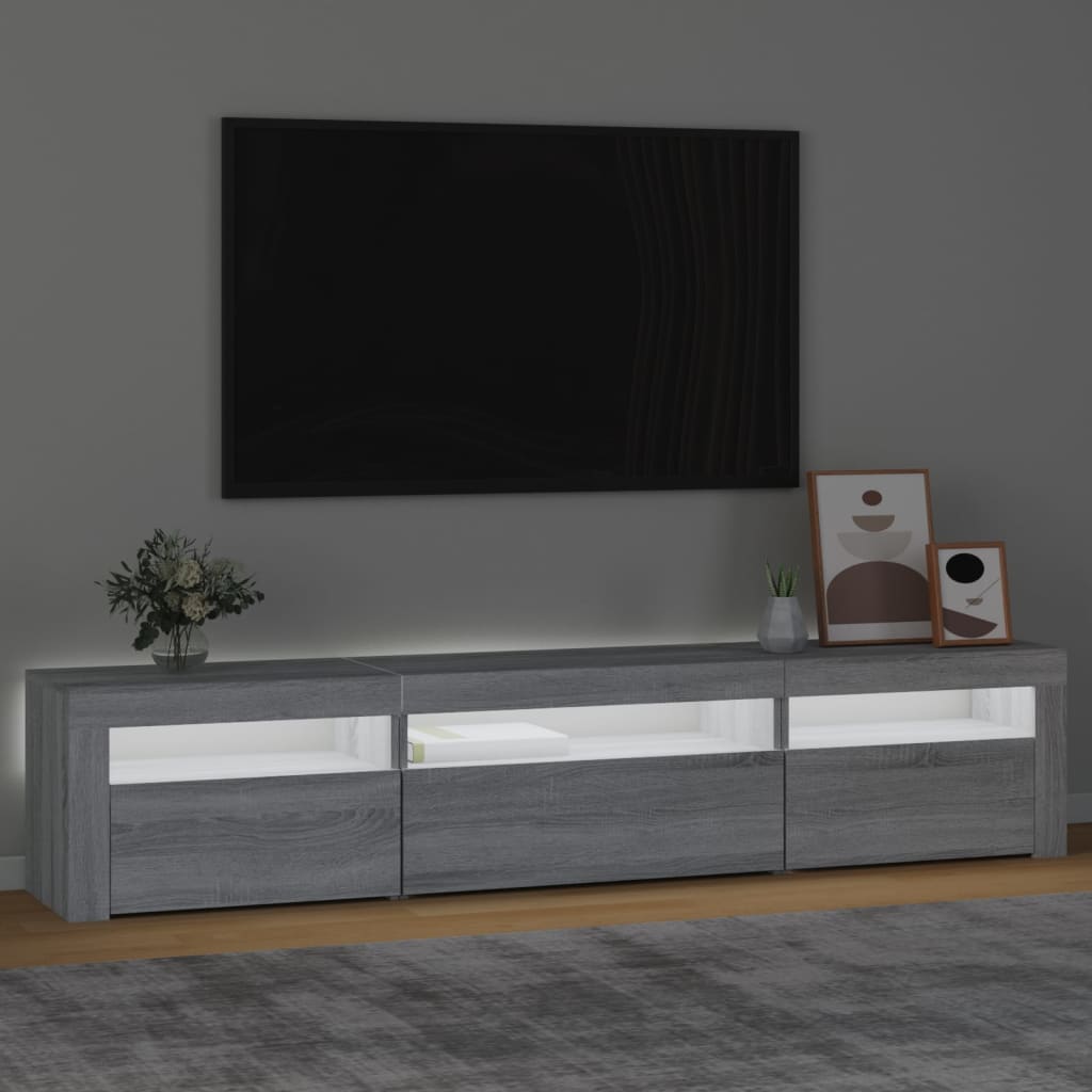 TV-Møbel Sonoma Grå TV-benk med LED-lys 195 x 35 x 40 cm