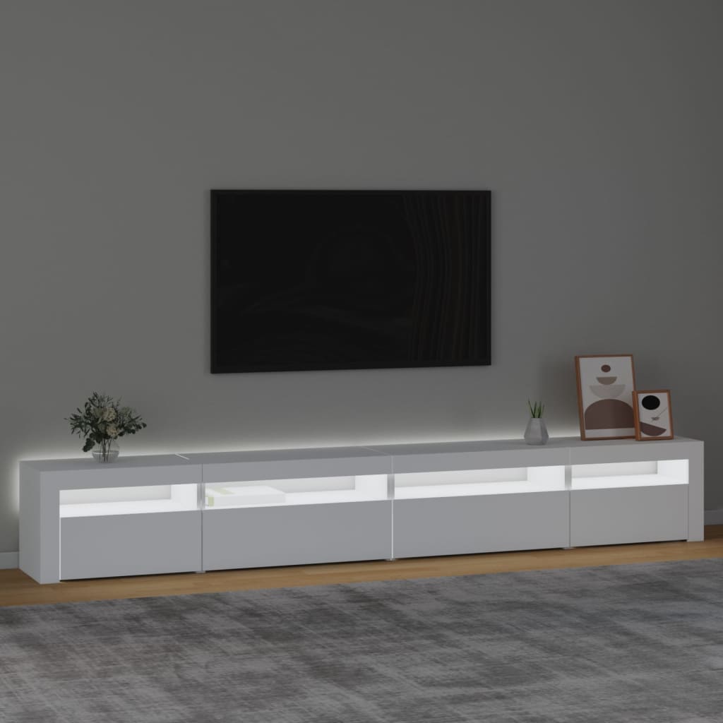 TV-Møbel Hvit TV-benk med LED-lys 270x35x40 cm