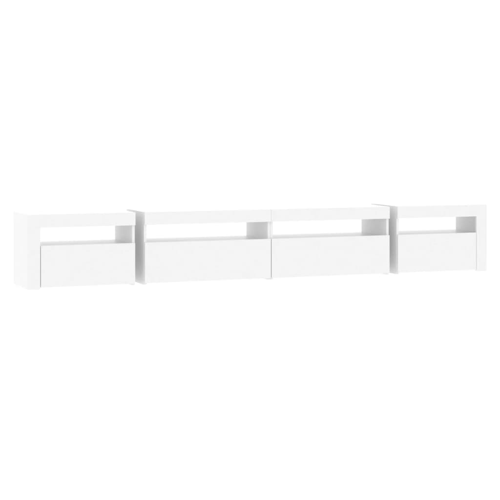 TV-Møbel Hvit TV-benk med LED-lys 270x35x40 cm