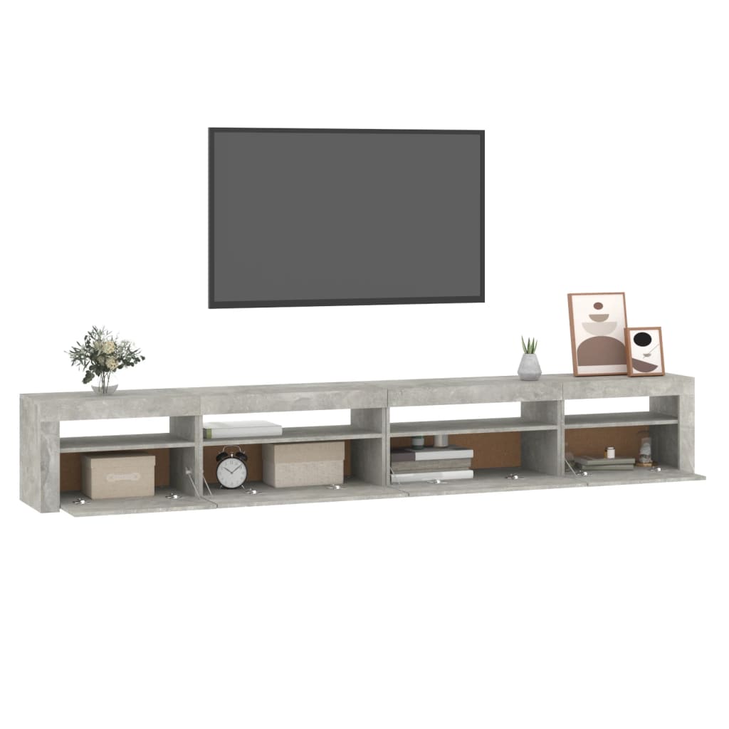 TV-Møbel Betonggrå TV-benk med LED-lys 270x35x40 cm