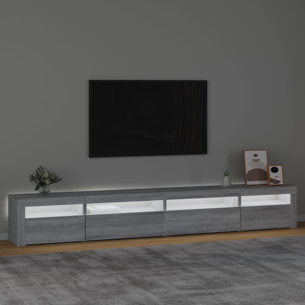 TV-Møbel Sonoma Grå TV-benk med LED-lys 270x35x40 cm