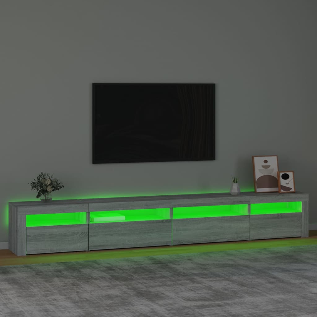 TV-Møbel Sonoma Grå TV-benk med LED-lys 270x35x40 cm